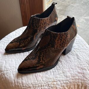 Blecker and Bond Snakeskin Ankle Boots - Brown